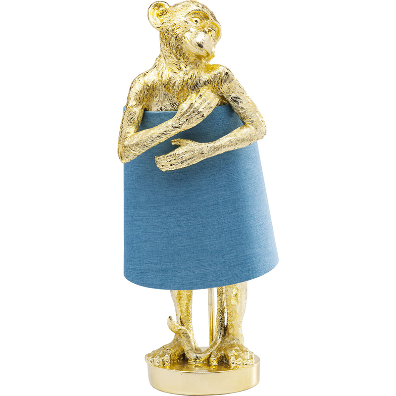 Настольная лампа Golden Monkey Hugging Lampshade Золотой Светло-синий в Уфе | Loft Concept 