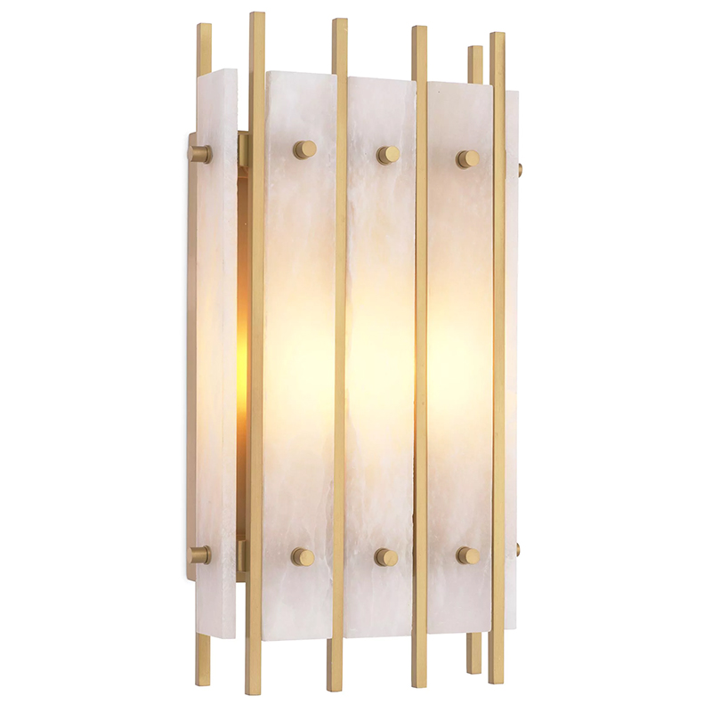 Бра Eichholtz Wall Lamp Sparks S Alabaster Латунь Бежевый Белый Мрамор Bianco в Уфе | Loft Concept 