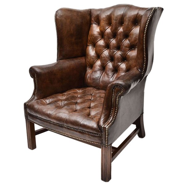 Кресло Vintage Leather chesterfield High Back Wing Chair Коричневый винтаж Кресло Vintage Leather chesterfield High Back Wing Chair Коричневый винтаж в Уфе | Loft Concept