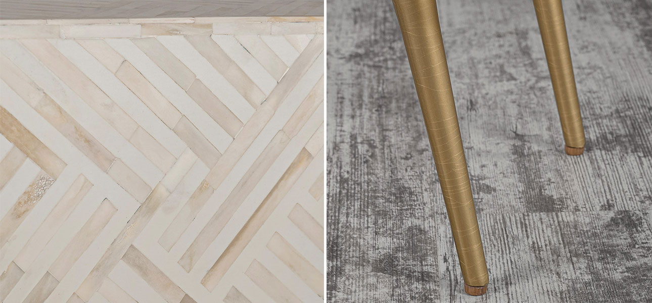 Комод белый инкрустация костью Rhombus White - фото