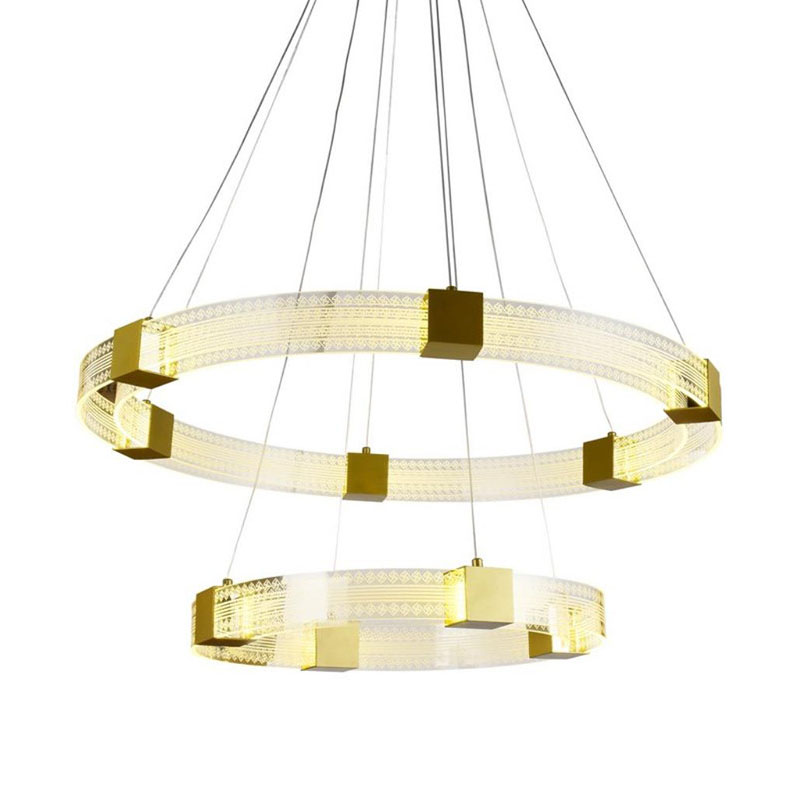 Люстра Два Кольца Ring Horizontal Ornament Meander 2 Прозрачный Золотой в Уфе | Loft Concept 