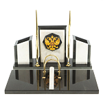 Настольный письменный набор из мрамора и змеевика с гербом России Marble Accessory варинант исполнения - 1 | Loft Concept в Уфе