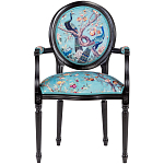 Полукресло из массива бука бирюзовое с изображением птиц и цветов Turquoise Chinoiserie Garden Chair варинант исполнения - 1 | Loft Concept в Уфе