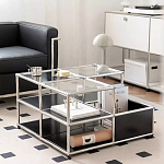 Дизайнерский журнальный стол квадратный с полками Akydy варинант исполнения - 3 | Loft Concept в Уфе