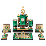 Настольный письменный набор из малахита и долерита с декором в виде герба России Leader Organizer варинант исполнения - 1 | Loft Concept в Уфе