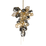 Люстра подвесная вытянутой формы с плафонами из стекла и металла с двумя вертикальными подвесками Gilded Mirage  варинант исполнения - 1 | Loft Concept в Уфе