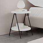 Стол приставной с 2-мя круглыми белыми столешницами ESSEL SIDE TABLE WHITE варинант исполнения - 7 | Loft Concept в Уфе