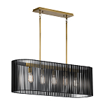 Люстра подвесная овальной формы с металлическим решетчатым абажуром матово-черного цвета и 5 лампами Kichler варинант исполнения - 2 | Loft Concept в Уфе