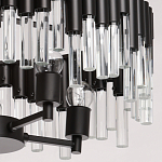 Люстра круглая из матового черного металла с подвесками из прозрачных стеклянных трубок Noir Tubes варинант исполнения - 5 | Loft Concept в Уфе