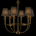 Люстра на металлическом основании бронзового цвета с 6-ю черными конусовидными абажурами Dignity варинант исполнения - 7 | Loft Concept в Уфе