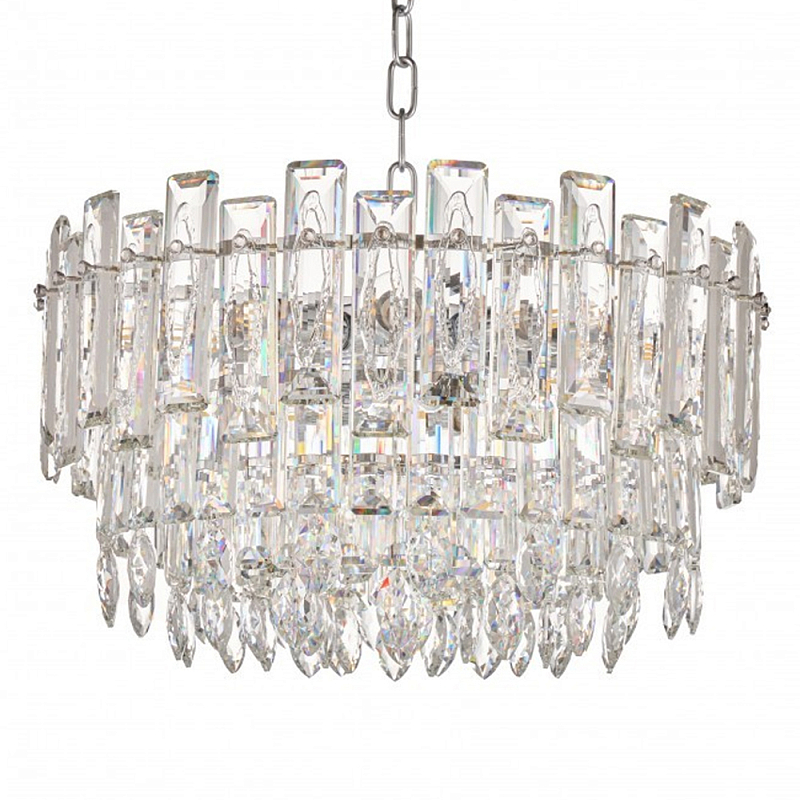Круглая люстра с хрустальными подвесками на серебряном каркасе Gorgeous Crystal Light Хром Прозрачный Круглая люстра с хрустальными подвесками на серебряном каркасе Gorgeous Crystal Light Хром Прозрачный в Уфе | Loft Concept