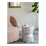 Приставной столик с мозаичным рисунком из раковин устриц Bone Inlay варинант исполнения - 6 | Loft Concept в Уфе