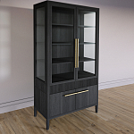 Витрина Primo со стеклянными фасадами и буфетом шпон Черный дуб варинант исполнения - 3 | Loft Concept в Уфе