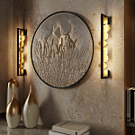 Бра вертикальное черного цвета с золотыми кругами и квадратами Gravyura варинант исполнения - 6 | Loft Concept в Уфе