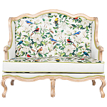 Диван двухместный из натурального бука золотистый с изображением птиц и цветов Blooming Birds варинант исполнения - 1 | Loft Concept в Уфе