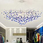 Люстра овальная с синими стеклянными подвесками в форме капель FAIRYTREE Light варинант исполнения - 4 | Loft Concept в Уфе