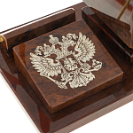 Настольный письменный набор с часами в виде пирамиды из природного камня обсидиана Pyramid of Time варинант исполнения - 3 | Loft Concept в Уфе