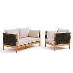 Садовый диван из тикового дерева и веревок Оreon варинант исполнения - 6 | Loft Concept в Уфе