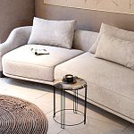 Стол журнальный круглый со столешницей из стекла Gold and Black Marble варинант исполнения - 5 | Loft Concept в Уфе