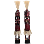 Комплект из 2-х деревянных статуэток Asmat Straw Headdress Statuettes Red варинант исполнения - 5 | Loft Concept в Уфе