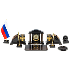 Настольный письменный набор с часами из природного камня обсидиана National Еmblem варинант исполнения - 1 | Loft Concept в Уфе