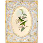 Декоративный постер с изображением птиц в раме с рельефным растительным узором Blooming Birds Poster варинант исполнения - 9 | Loft Concept в Уфе