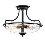 Потолочный светильник со стеклянным плафоном на изогнутых кронштейнах Quoizel  варинант исполнения - 15 | Loft Concept в Уфе