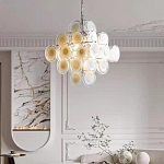 Люстра  с каскадом из круглых декоративных элементов  White Clear Glass Chandelier варинант исполнения - 3 | Loft Concept в Уфе