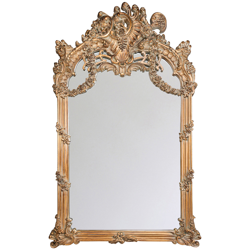 Зеркало настенное в ажурной раме с эффектом старины Classic Ornament Mirror Светло-коричневый  в Уфе | Loft Concept 