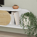 ТВ-тумба подвесная белая с полкой и откидной дверцей цвета древесины TONE TV STAND WHITE варинант исполнения - 4 | Loft Concept в Уфе