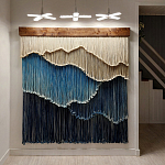 Текстильный Арт-объект на стену ручной работы из веревок Blue Mountains варинант исполнения - 2 | Loft Concept в Уфе