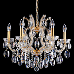 Люстра подвесная с 6-ю лампочками и прозрачными хрустальными подвесками на основании золотого цвета Crystal lamps варинант исполнения - 1 | Loft Concept в Уфе