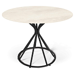 Стол обеденный с круглой керамической столешницей песчаного цвета Sand Ceramics варинант исполнения - 1 | Loft Concept в Уфе