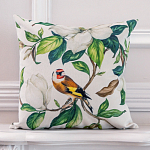 Декоративная подушка бежевая с изображением птица в саду Blooming Birds варинант исполнения - 2 | Loft Concept в Уфе