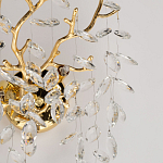 Бра золотого цвета с декоративными ветвями и прозрачными подвесками в форме листьев Droplet Chandelier варинант исполнения - 6 | Loft Concept в Уфе