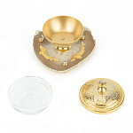 Икорница с декором "Три рыбки" с гравировкой на подставке из натурального камня Агат Decorative Cavair Dishes варинант исполнения - 3 | Loft Concept в Уфе