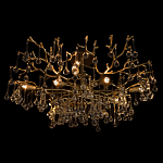 Потолочная люстра в виде ветвей деревьев золотого цвета с прозрачными подвесками-каплями Droplet Chandelier варинант исполнения - 4 | Loft Concept в Уфе