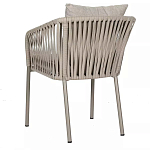 Стул серо-бежевый с декоративным плетением на спинке и подлокотниках Chair Weave варинант исполнения - 5 | Loft Concept в Уфе