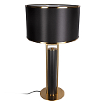 Настольная лампа с чёрным тканевым абажуром и металлическим корпусом золотого цвета Golden Arc варинант исполнения - 2 | Loft Concept в Уфе