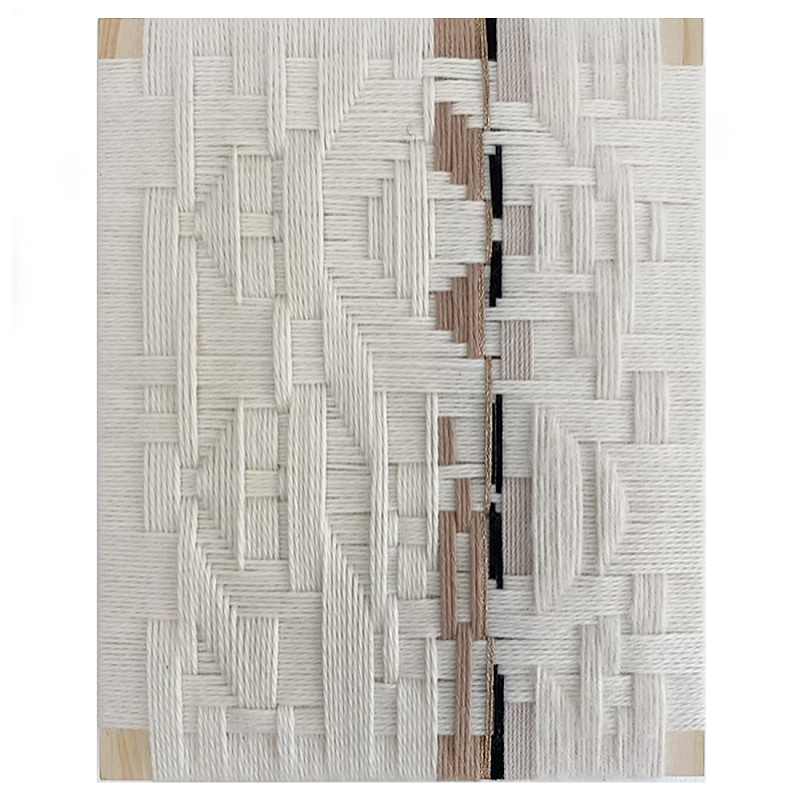 Текстильное панно ручной работы из хлопкового шнура wall panel line beige Коричневый Молочный в Уфе | Loft Concept 