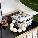 Фарфоровая шкатулка с бронзовой стрекозой Blue and White варинант исполнения - 7 | Loft Concept в Уфе