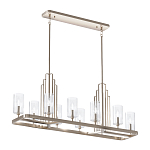 Люстра прямоугольная цвета латунь с прозрачными рифлеными цилиндрическими плафонами Kichler варинант исполнения - 11 | Loft Concept в Уфе