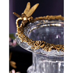 Ваза из прозрачного стекла на бронзовой подставке с ободком и ручками в виде стрекоз Eden Garden варинант исполнения - 5 | Loft Concept в Уфе