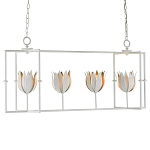 Люстра белая прямоугольная с абажурами в виде цветков тюльпана White Tulips варинант исполнения - 2 | Loft Concept в Уфе