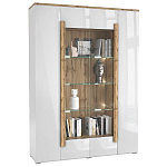 Шкаф-витрина с белым глянцевым фасадом 4-х дверная Grace of Furniture варинант исполнения - 1 | Loft Concept в Уфе