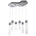 Люстра c 6-ю стеклянными плафонами хром Sparkling Bubbles Tube Chrome Hanging Lamp варинант исполнения - 1 | Loft Concept в Уфе