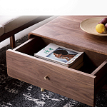 Кофейный стол из дерева с ящиком и нишей для хранения Coffee Walnut Table варинант исполнения - 7 | Loft Concept в Уфе