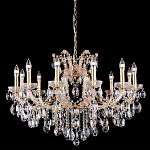 Люстра подвесная с 12-ю лампочками и прозрачными хрустальными подвесками на основании золотого цвета Crystal lamps варинант исполнения - 1 | Loft Concept в Уфе