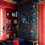 Обои с вышивкой ручной работы Flora Rio colourway on Liso Pine wool sateen варинант исполнения - 1 | Loft Concept в Уфе