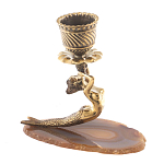 Подсвечник из натурального камня агат светло-коричневый Stone Candlestick варинант исполнения - 3 | Loft Concept в Уфе